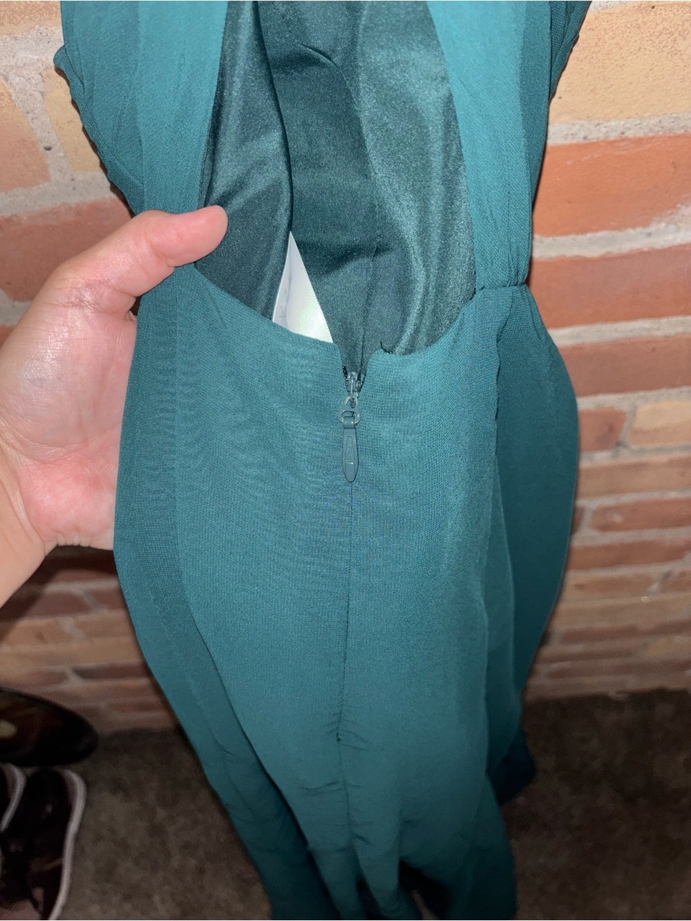 Azazie Rue Emerald A-Line Halter Chiffon Evening Gown Homecoming Formal Dress - Picture 8 of 10